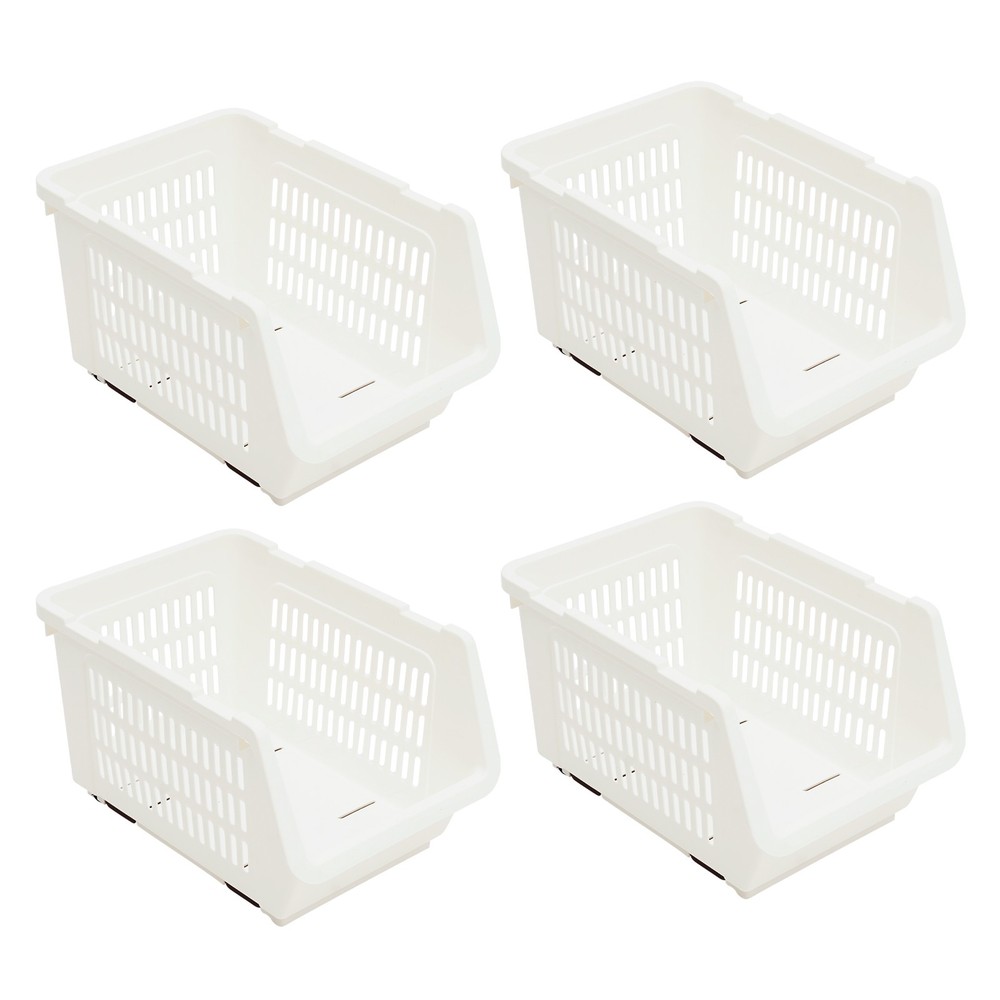 4PCS Stacking Storage Baskets, Stackable Organizer Baskets, Storage Bins