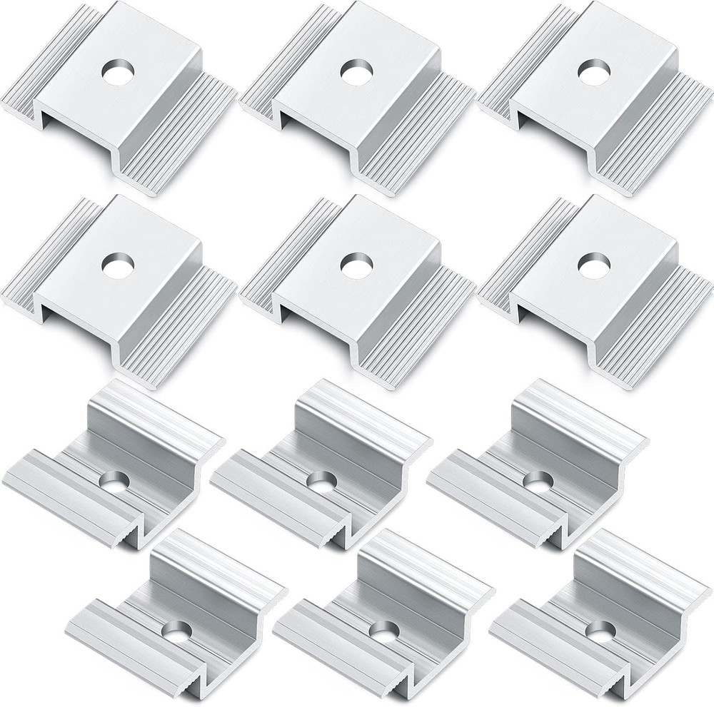 12 Pack Solar Panel Mid Clamps 1.06 Inch Bracket Aluminium Silver