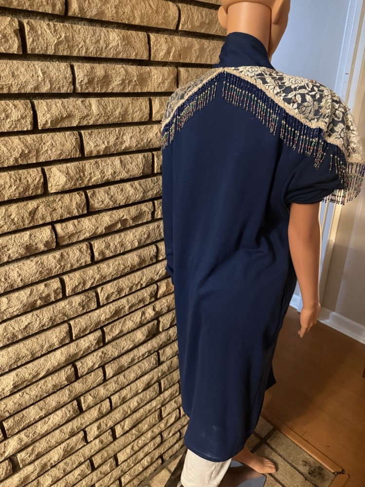 Shell Kepler Lacy Afternoon Duster L Blue Beaded Lace