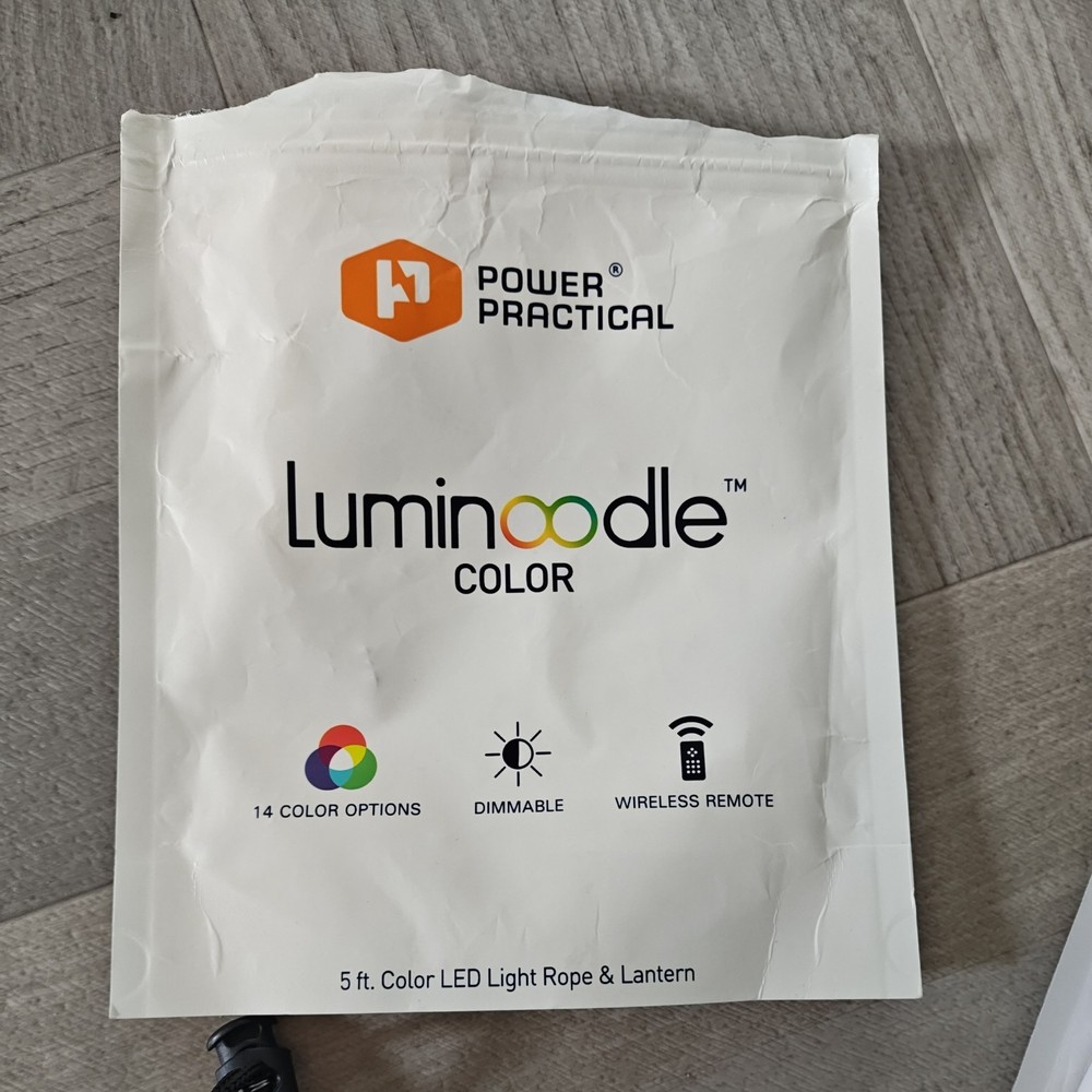 Power Practical Luminoodle Basecamp 20ft LED Outdoor Lights + 5ft Color Led