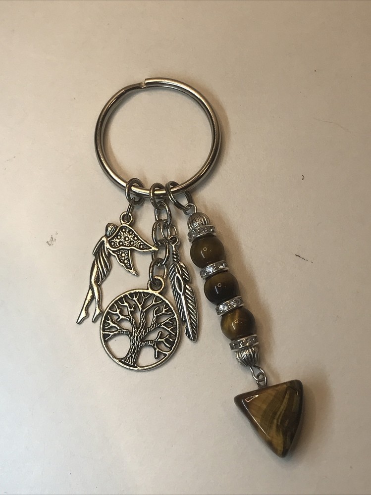 Tiger Eye Keychain Pendulum Crystal Spinners Tree Fairy 523