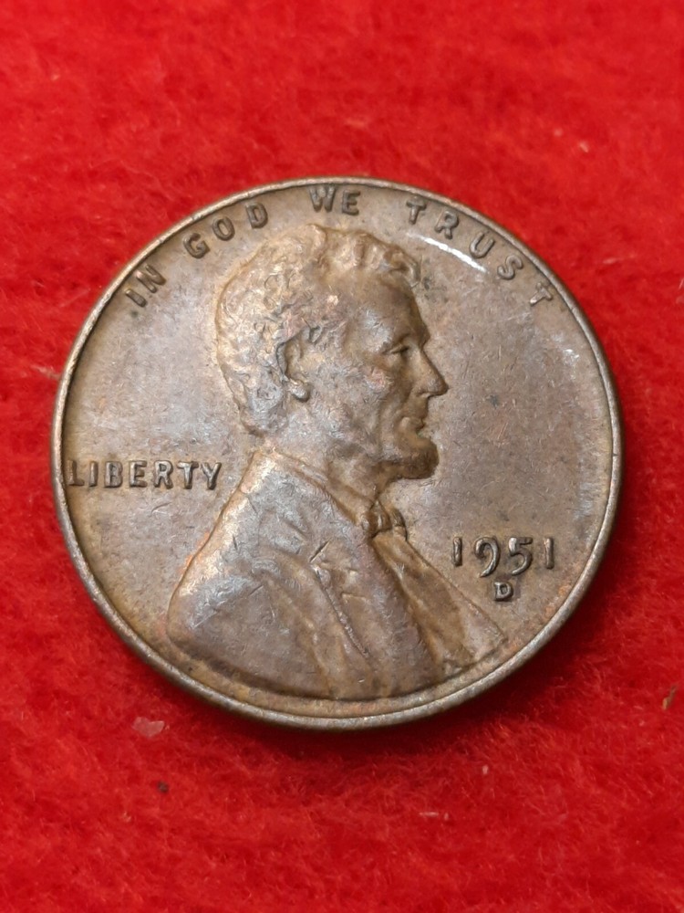 1951 D/D RPM Error Lincoln Wheat Cent#55