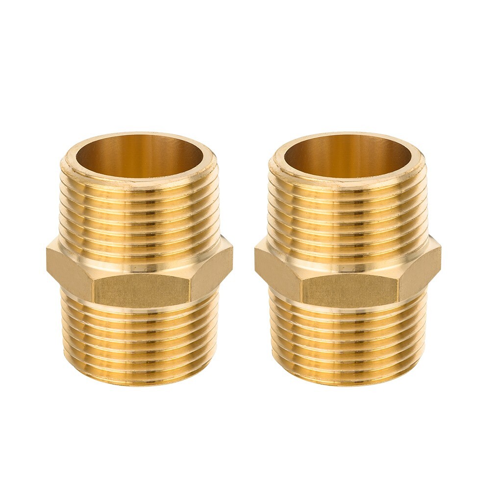 5 PCS EFIELD 3/4" x3/4" Male NPT Hex Nipple Pipe Adapters ,Brass Fittings