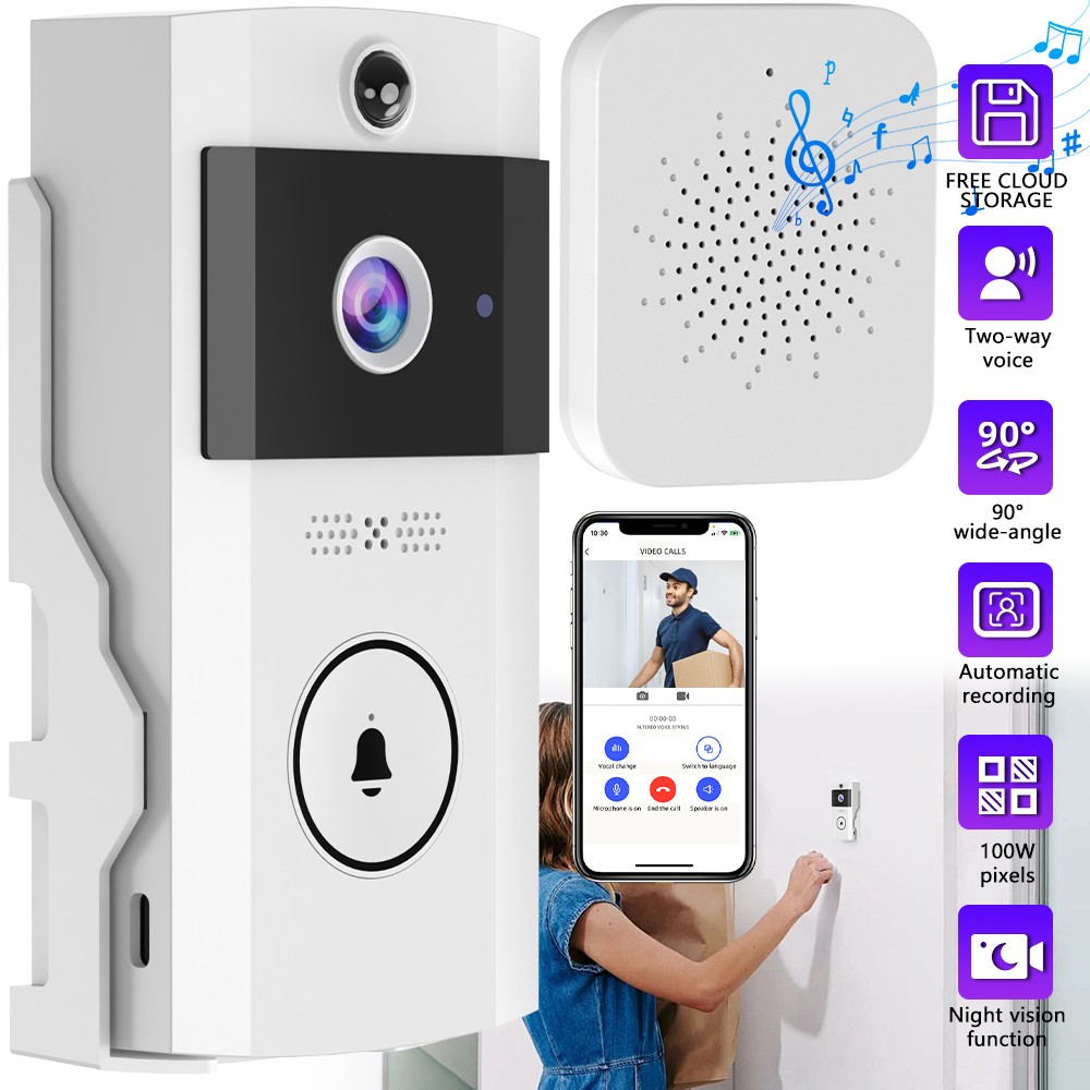Smart WiFi Video Doorbell Wireless Door Bell Phone Ring Intercom Security Camera