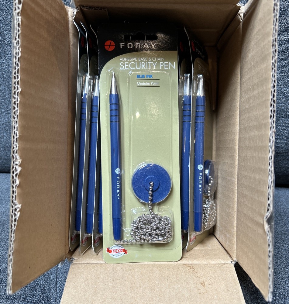 Foray - Pen - Security Counter Pen, Medium Point, Blue Ink - Security 12 Count
