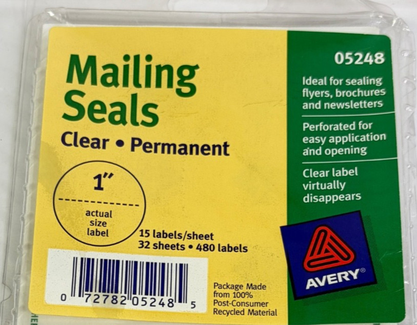 Avery Blue Removable Color Coding Labels Blue 5469 3/4" Round + Mailing Seals
