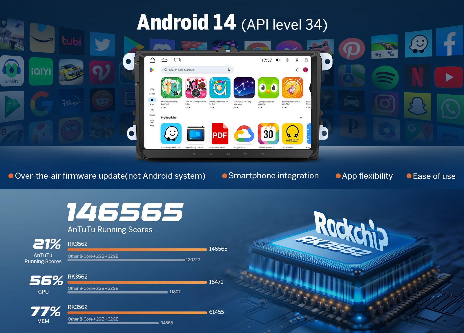 CAM+OBD+9" IPS Android 14 for VW Golf MK6 GTI 2009-2013 CarPlay Car Stereo Radio