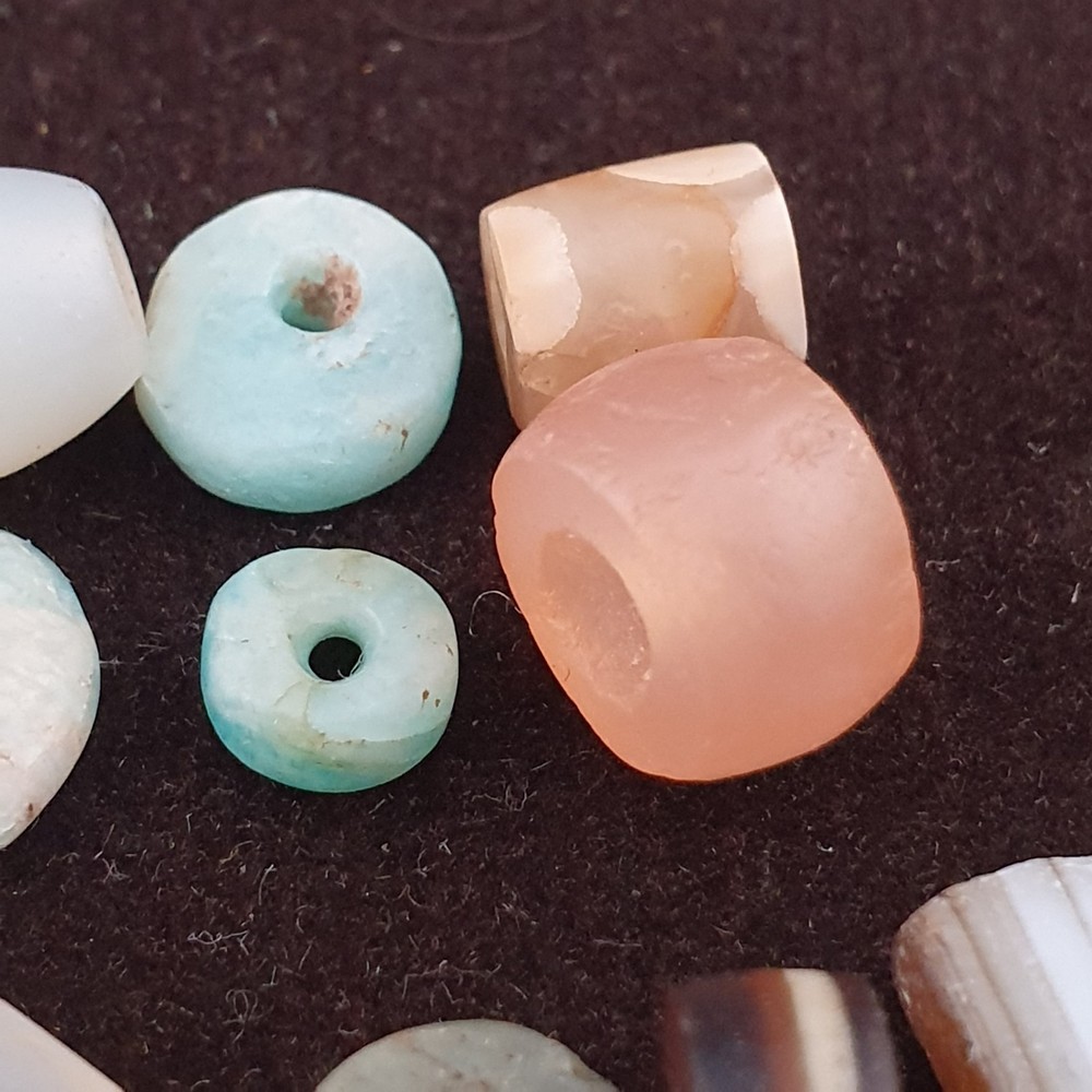 Ancient Mixed Suliemani Agate and Amazonite Natural Pattern Beads Lot