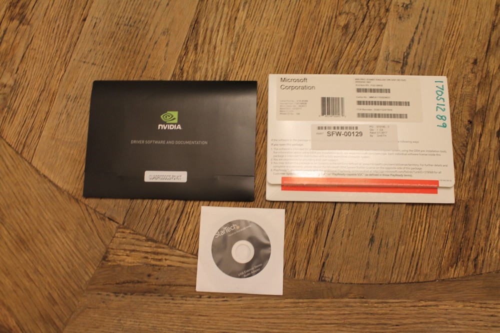 Microsoft Windows Pro 64bit Installation Disk W/Nvidia Driver Software w/Startec