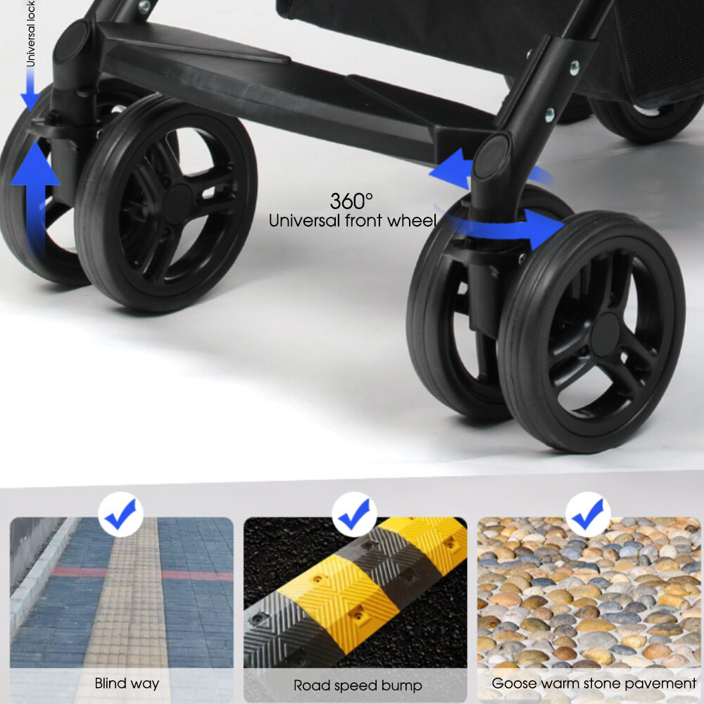 Collapsible Shopping Cart Utility Trolley Cart with Removable Tote&Swivel Wheels