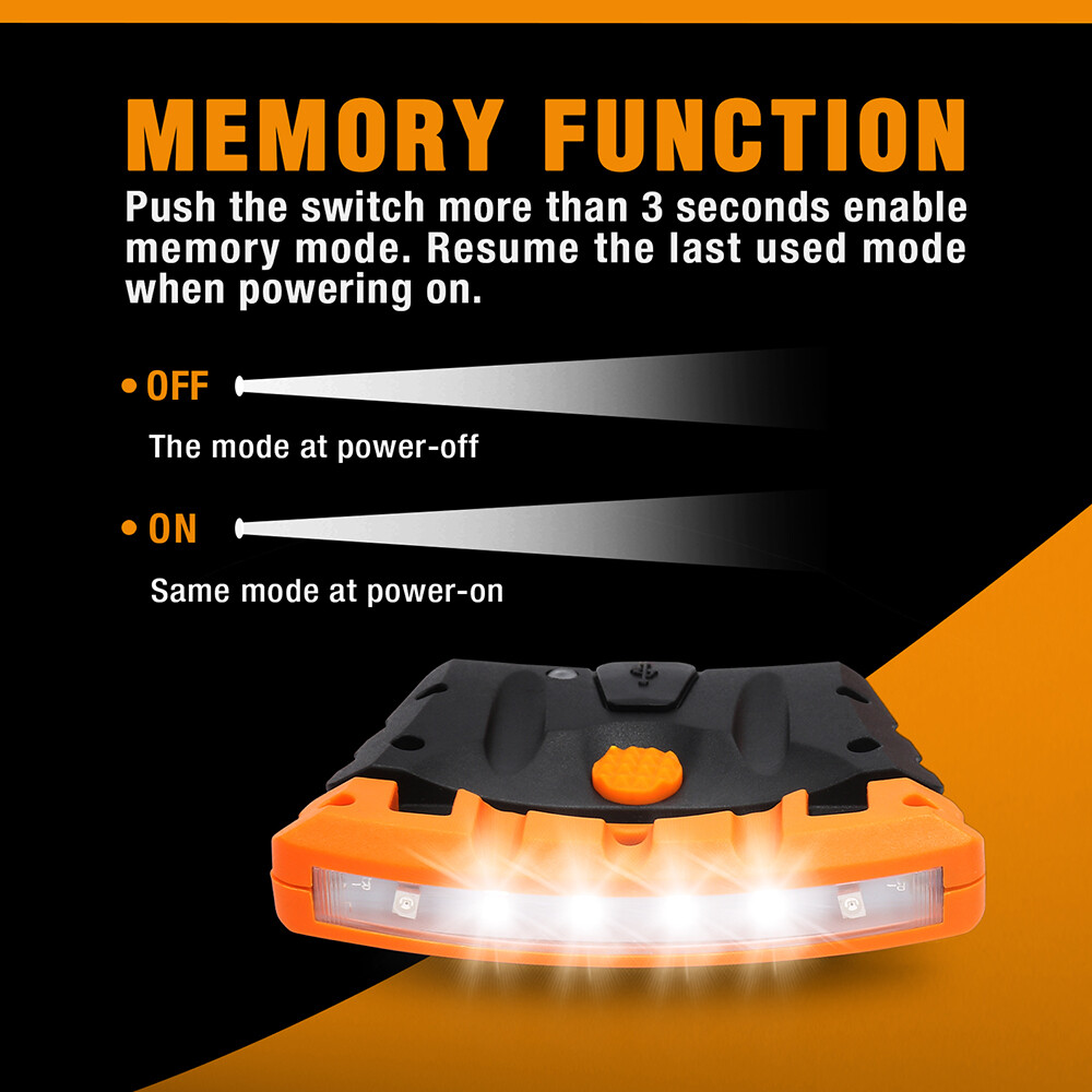 EverBrite 2-Pack Rechargeable Hat Light, IPX4 Waterproof Clip w/Memory Function