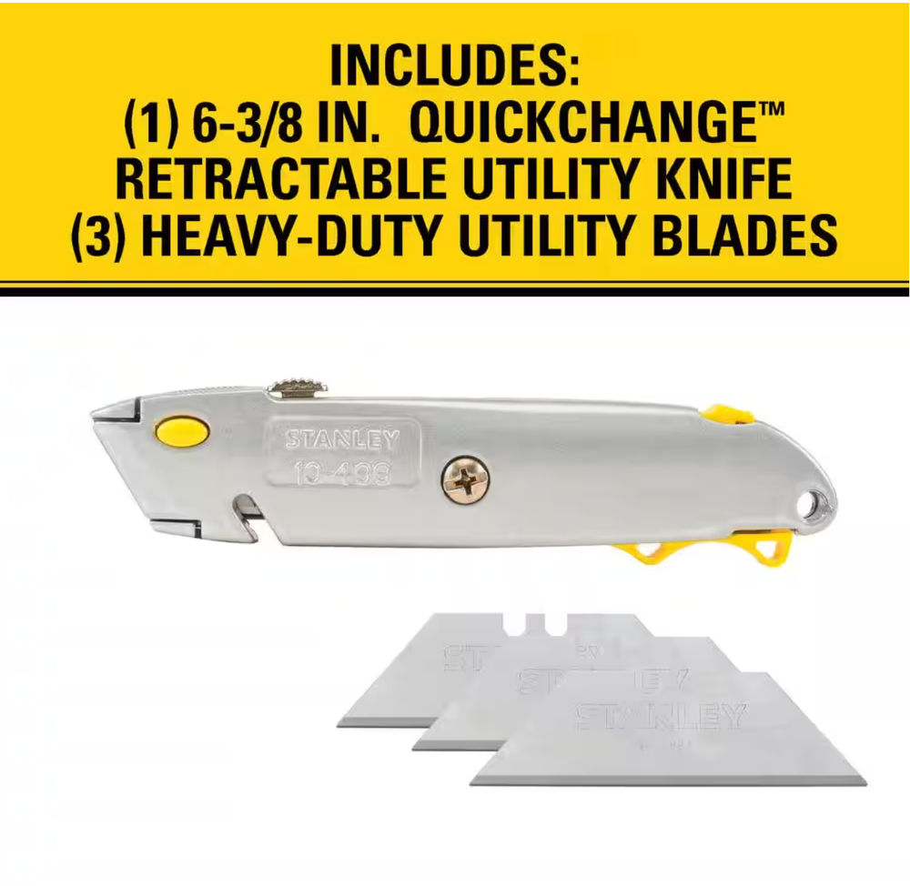 Stanley 10-499 6 in. Quick Change Retractable Utility Knife 6-Pack