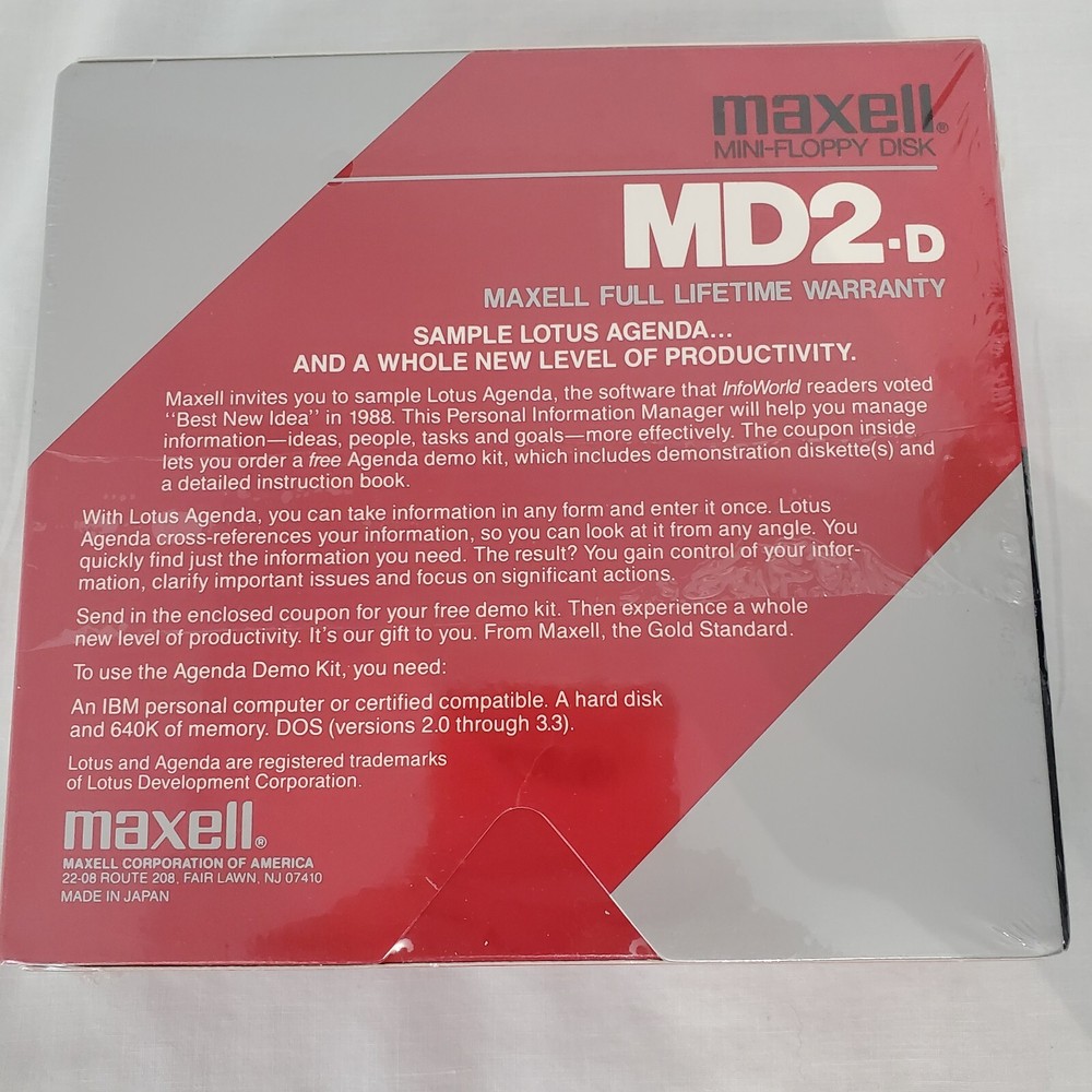 Maxell MD2-D Double Sided Double Density 5.25" Mini Floppy Disk 10-Pack