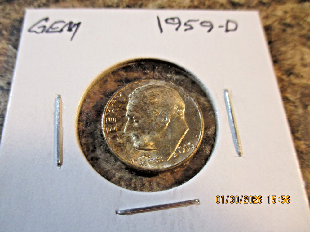 1959-D ROOSEVELT SILVER DIME GEM     XX