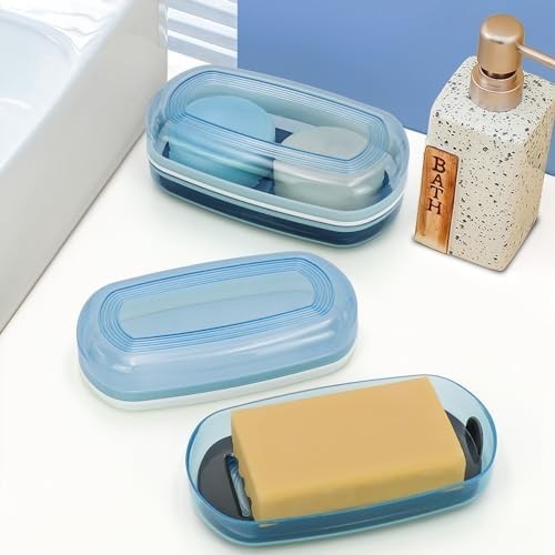 OZNER Solid Shampoo Bar Holder,Travel Soap Case,Large Blue