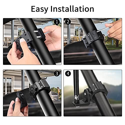 UTV Whip Light Mount & Light Bar Bracket - Heavy Duty 1.75"- 2" 2 pcs Black