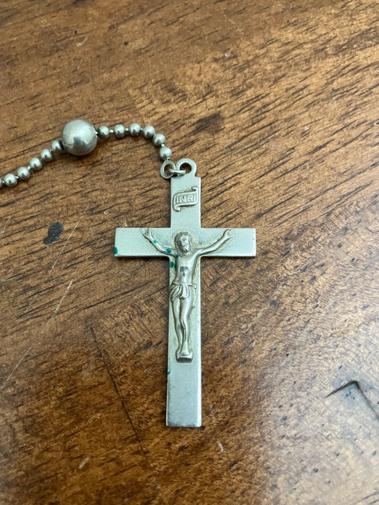 Vintage Catholic WWII Pull Chain Military Rosary ~ Lustern