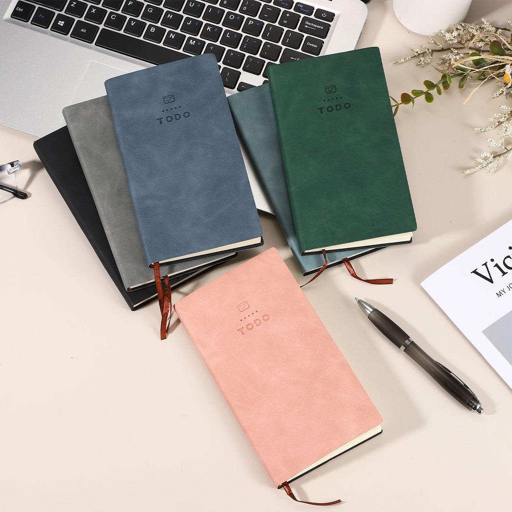 2Pcs to Do Notebook, A6 6.8 x 3.7" Daily Planner Notebook, Grey/Dark Blue