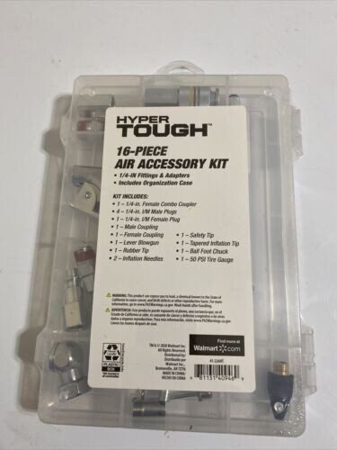 Hyper Tough 16-Piece ACCESSORY STARTER KIT AIR TOOL 1/4" COMPRESSOR PLUG COUPLER