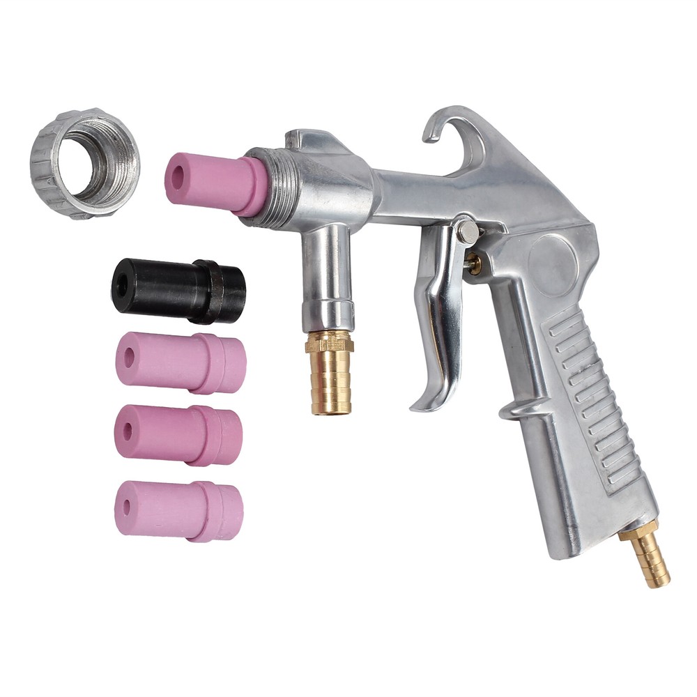 Sand Blasting Gun Sandblaster + 4X Ceramic Nozzles + Extra Iron Nozzle Tip Set