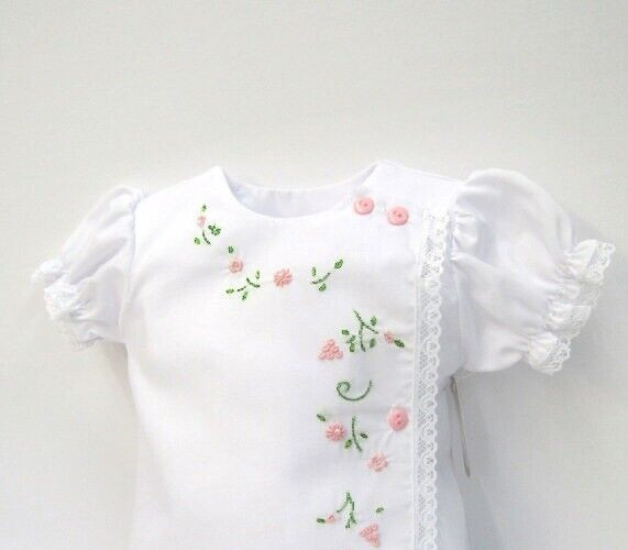 NWT Will'beth White Pink Grn Baby Girls Lace Side Button Diaper Set Preemie 00