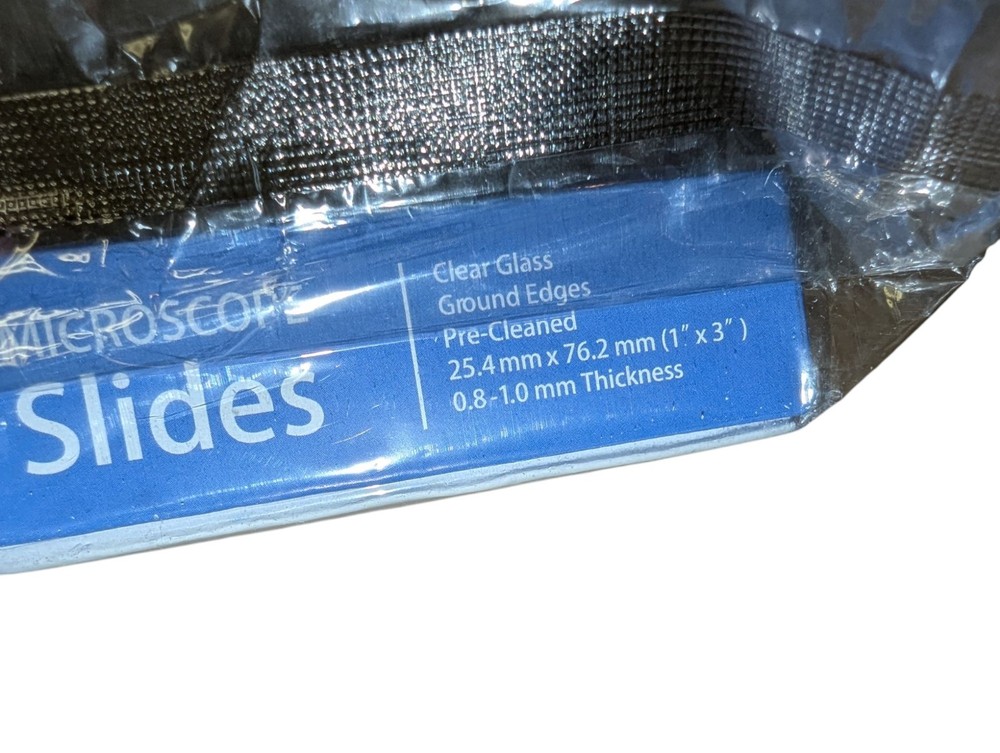AmScope 50 Pre-Cleaned Blank Microscope Slides Ground Edges .8-1mm Thick