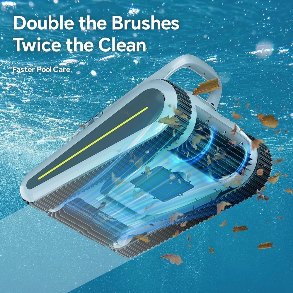 Smart Navigation PoolCleaner Wall and Waterline Cleaning Vacuum APP Control Grau