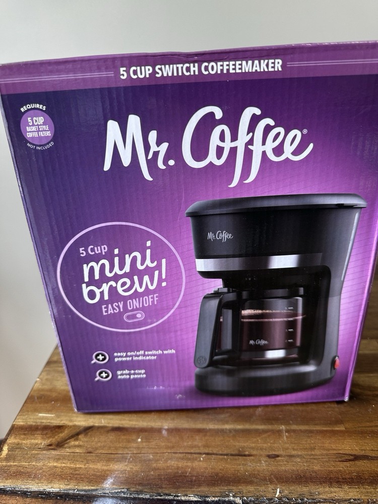 Mr Coffee Mini Brew 5 Cup Coffee Maker Black Auto Pause NIB