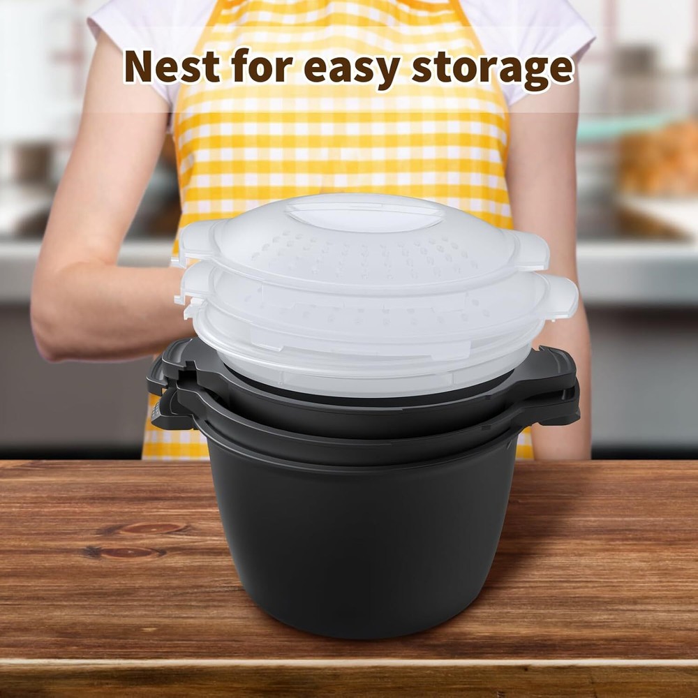 Professional 3 Piece Set Micro Cookware, Microwave Veggie Steamer, Microwave