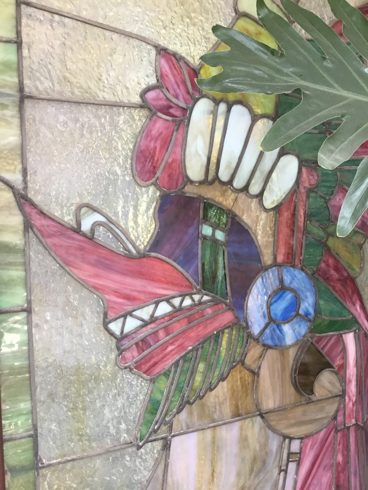A 72" x 33" beautiful stained glass panel from 1909