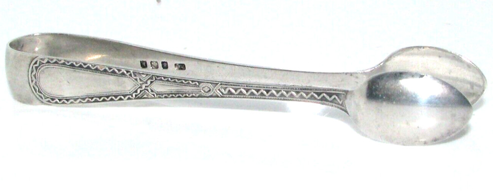 Antique silver sugar tongs Thomas Woolley 1909