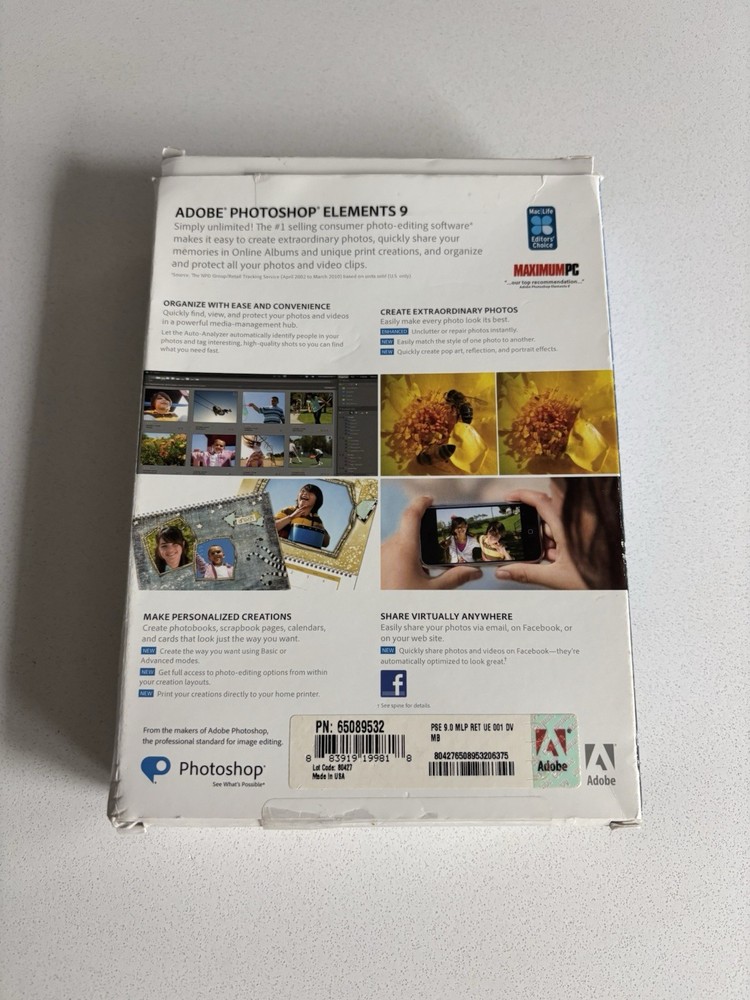 Adobe Photoshop Elements 9 (Mac/Win) Complete with Serial Number - Please READ