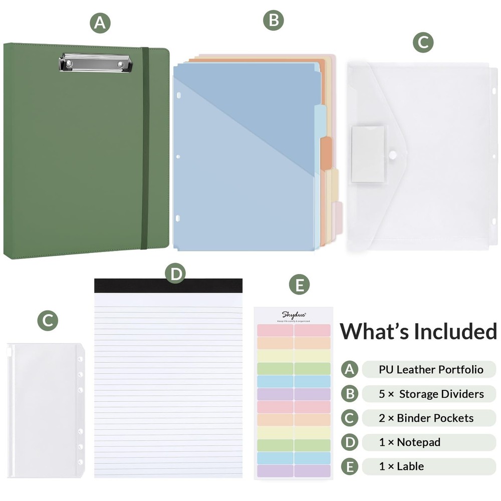 SKYDUE Clipboard Binder with Refillable Notepad, PU Clipboard Folder Includes...