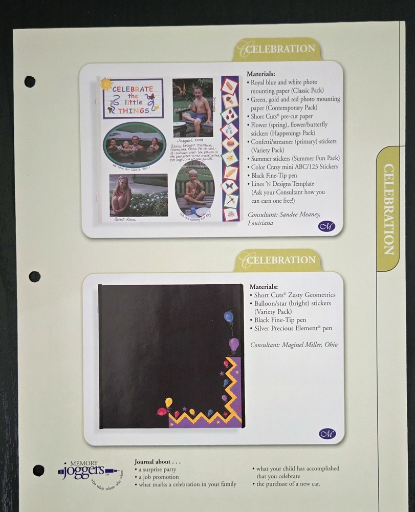 Creative Memories Page Patterns Dividers & Idea Sheets plus FREE CM BINDER! NEW!