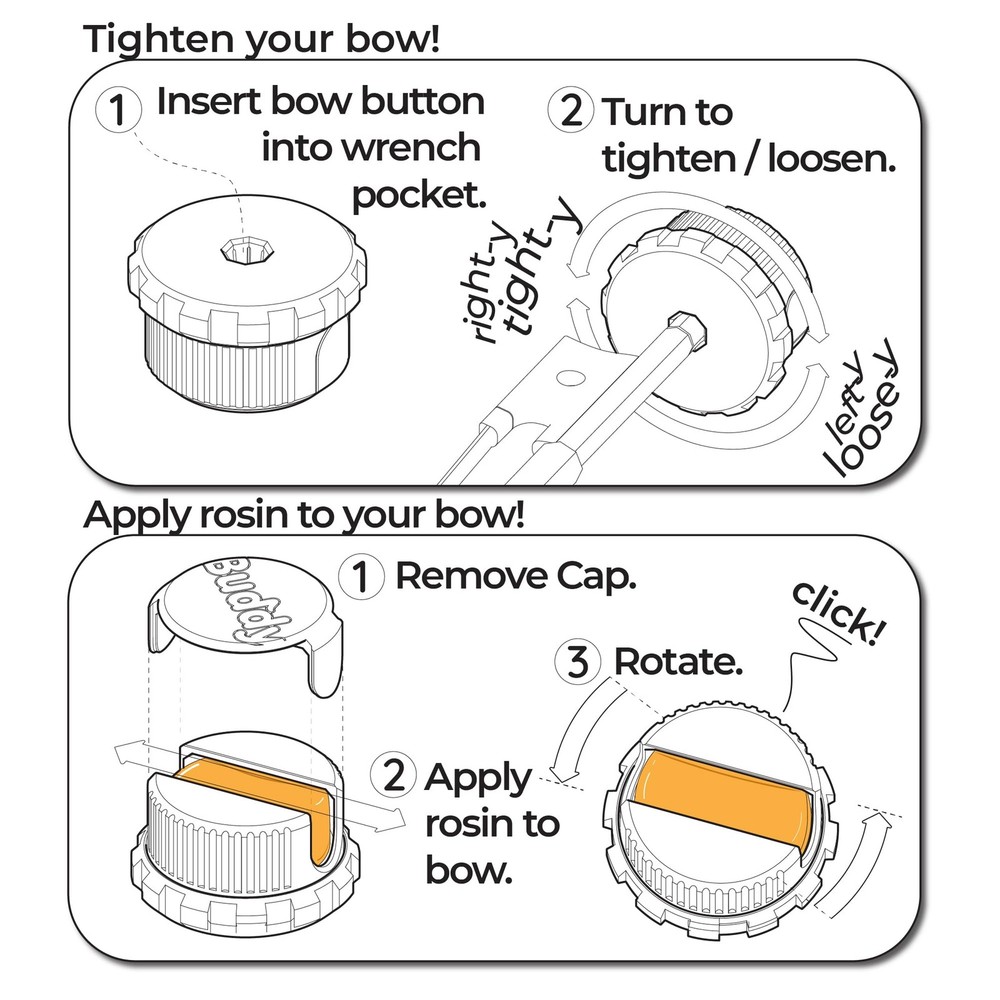 Violin Rosin & Bow Tool – Drop-Resistant, Refillable Rosin with Rotating Cove...
