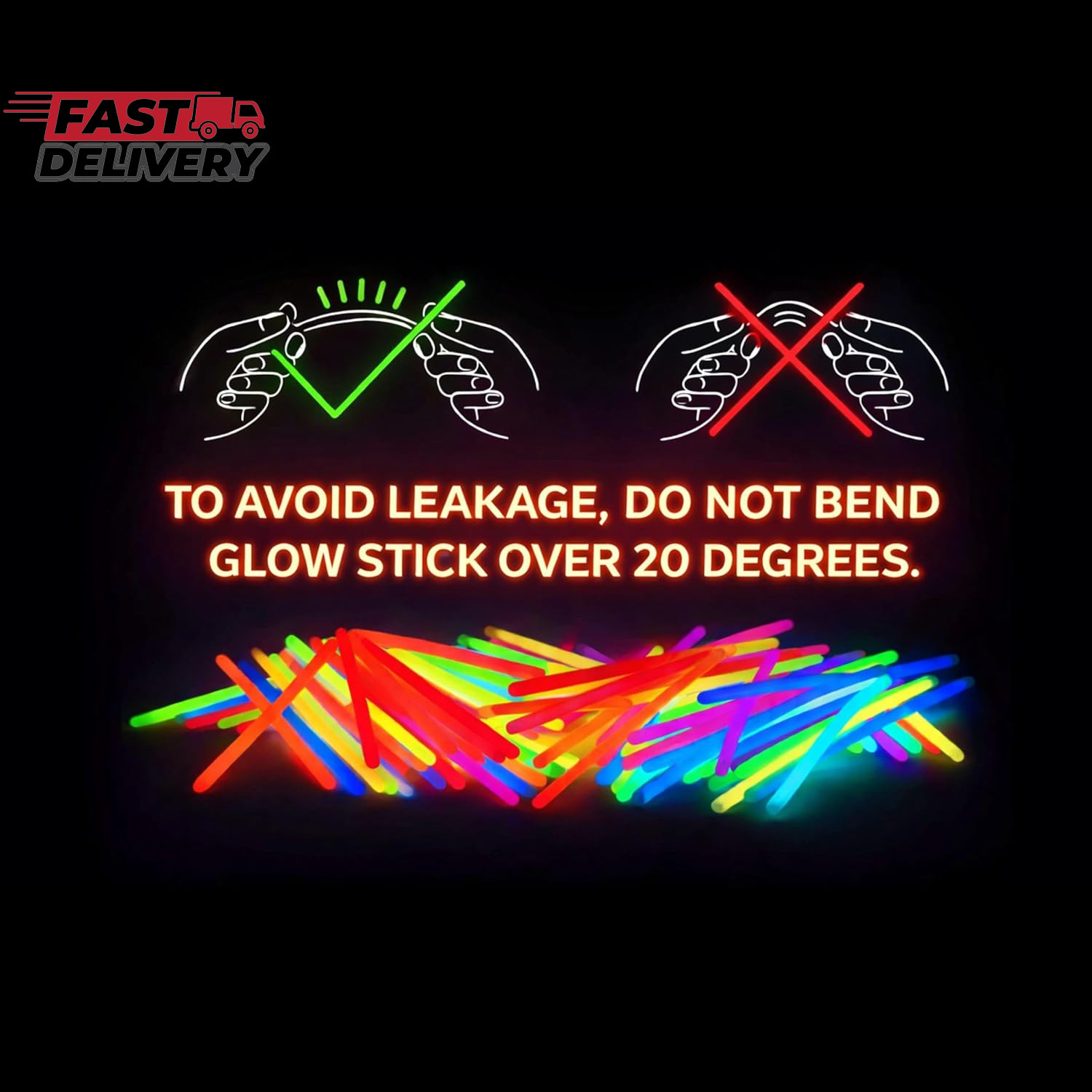 Partysticks Glow Sticks Party Supplies 100Pk - 8 Inch Glow in the Dark Light up