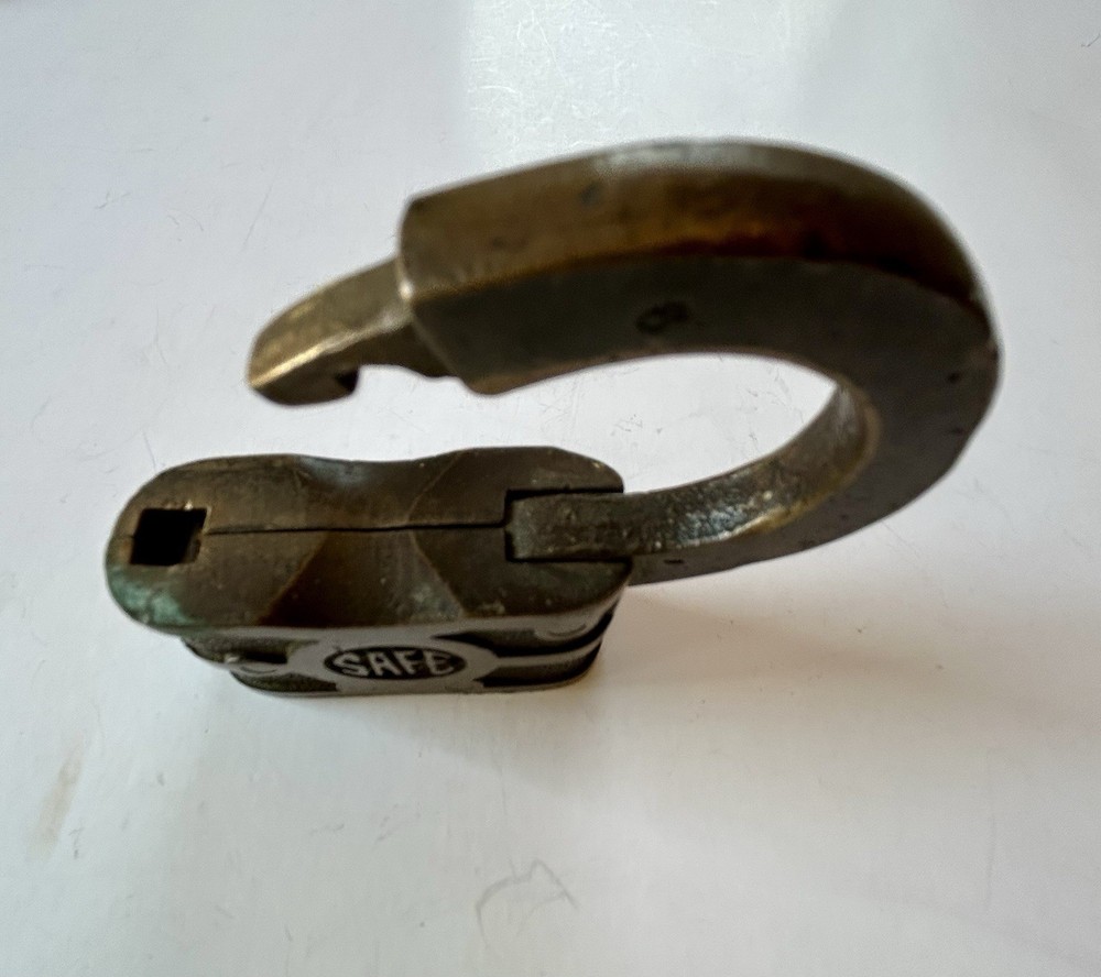Antique Brass SAFE Padlock with 2 Keys