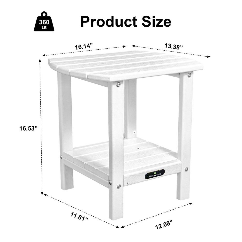 Outdoor Side Table,Adirondack Small Patio Table,Plastic Outdoor End Table White