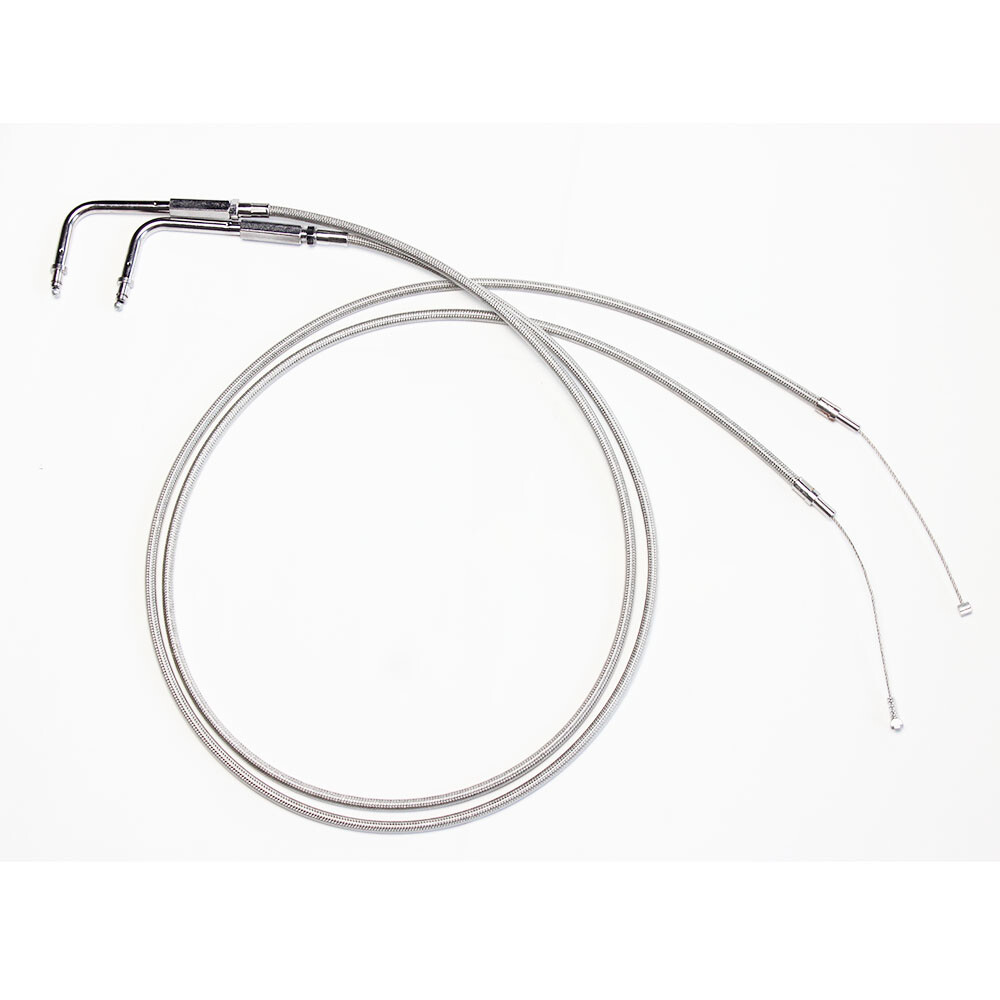 130cm 51.0" Chrome Throttle and Idle Cables for Harley Touring FLHX FLTRX