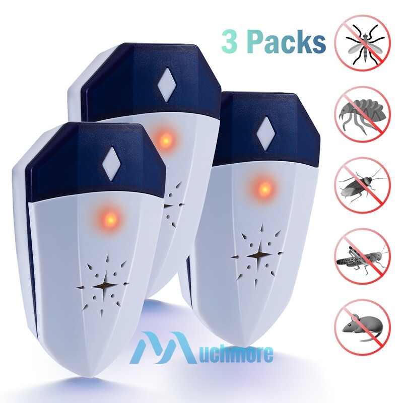 3Pack Ultrasonic Mouse Repellent Mosquito Repeller Rodent Detector Rat Control