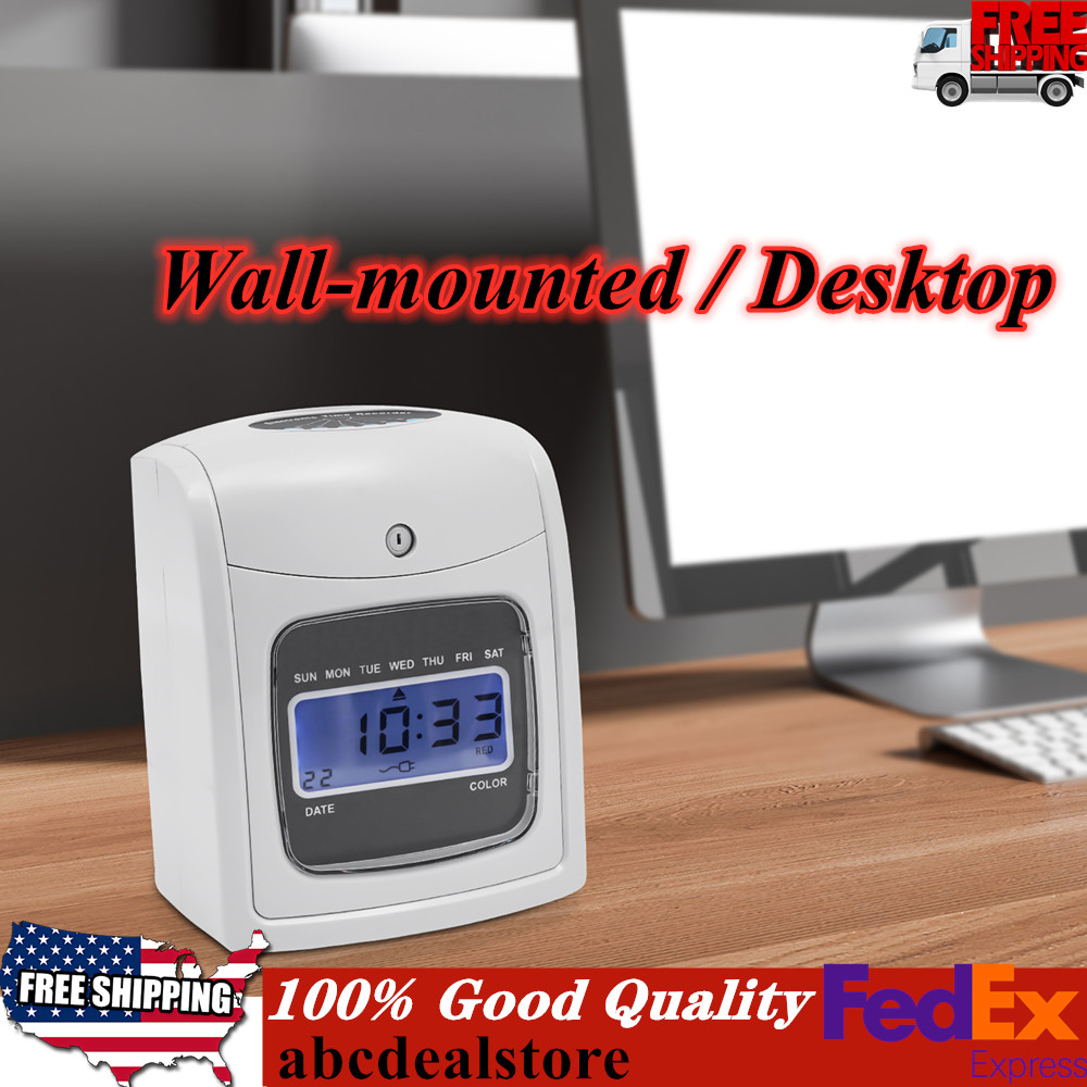 Time Clock Punch Card Employee Attendance Machine LCD Display Check- in Machine