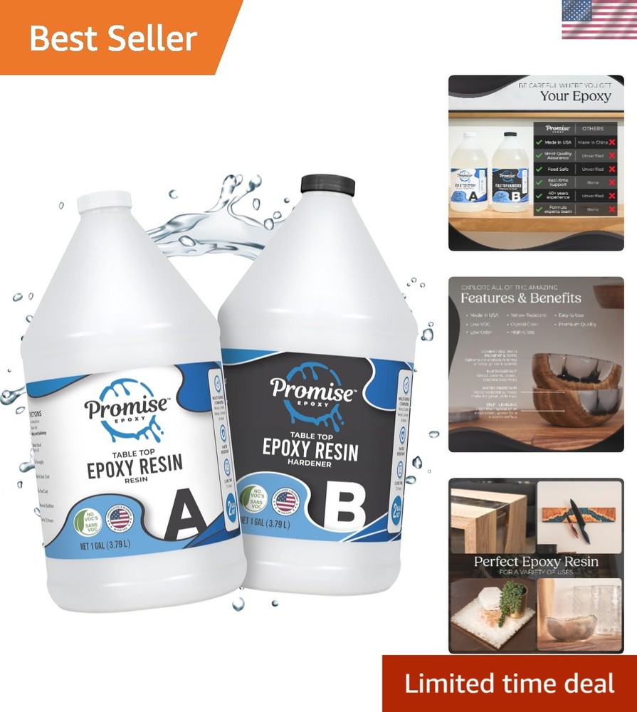 Versatile 2 Gallon Epoxy Resin | Self-Leveling, High Gloss for Table Tops & Arts