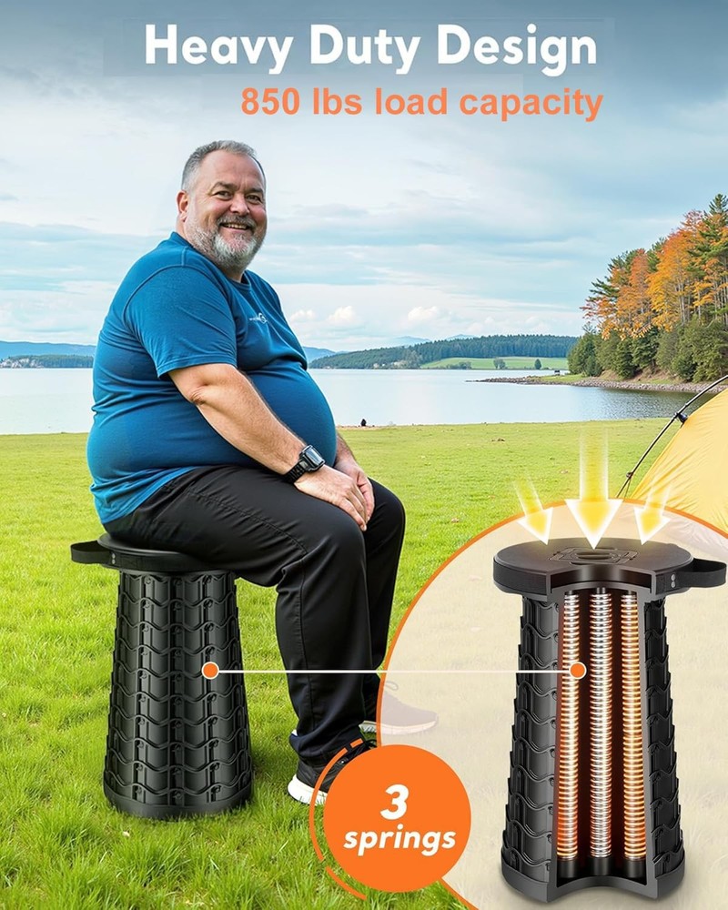 2026 Upgraded Collapsible Stool Extra Large Sturdy Portable Seat Telescoping ...