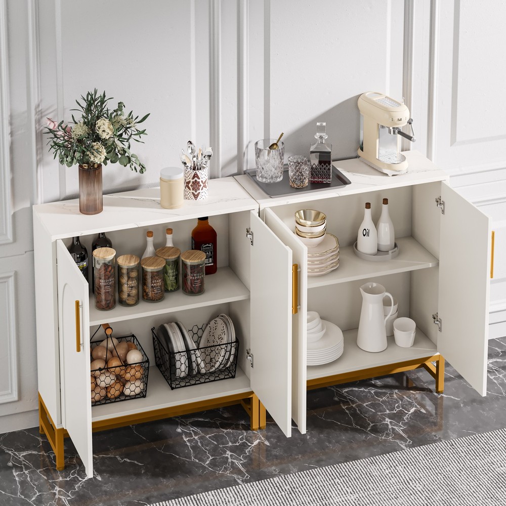 Sideboard Buffet Cabinet with Storage, Modern 4 Doors Buffets Sideboard Kitchen