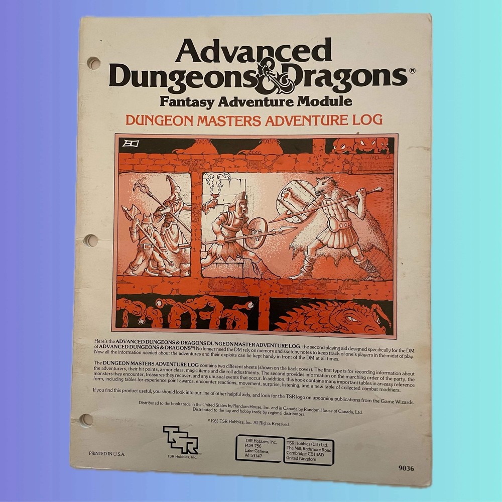 Dungeon Masters Adventure Log 9036 Advanced Dungeons & Dragons