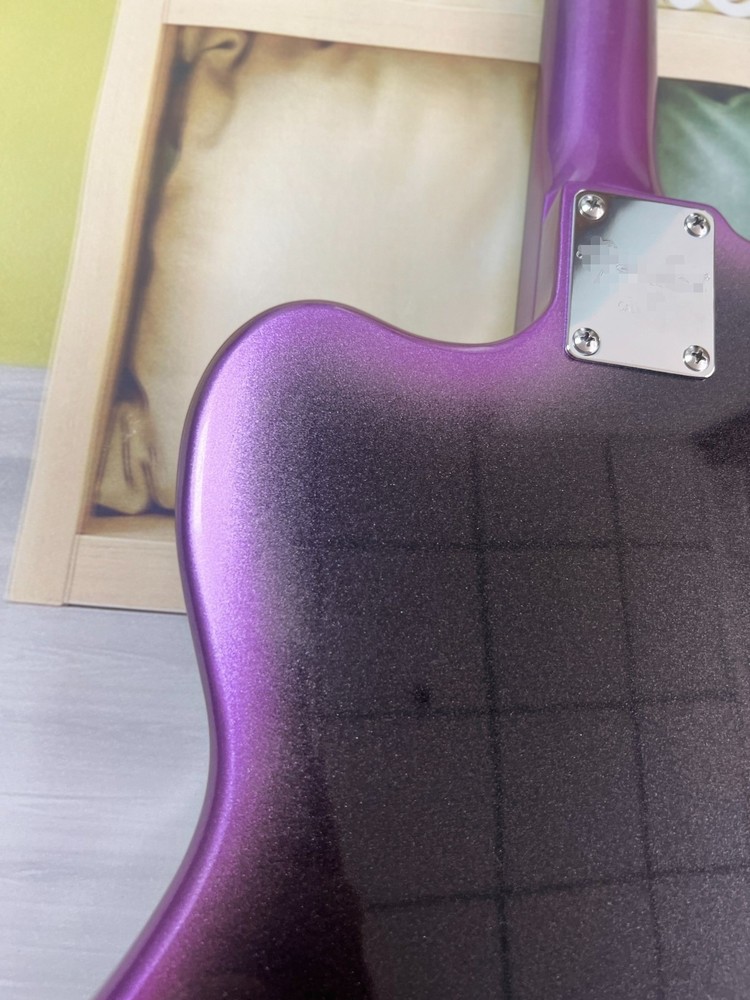 Jazz style electric guitar purple gradient solid silver hardware