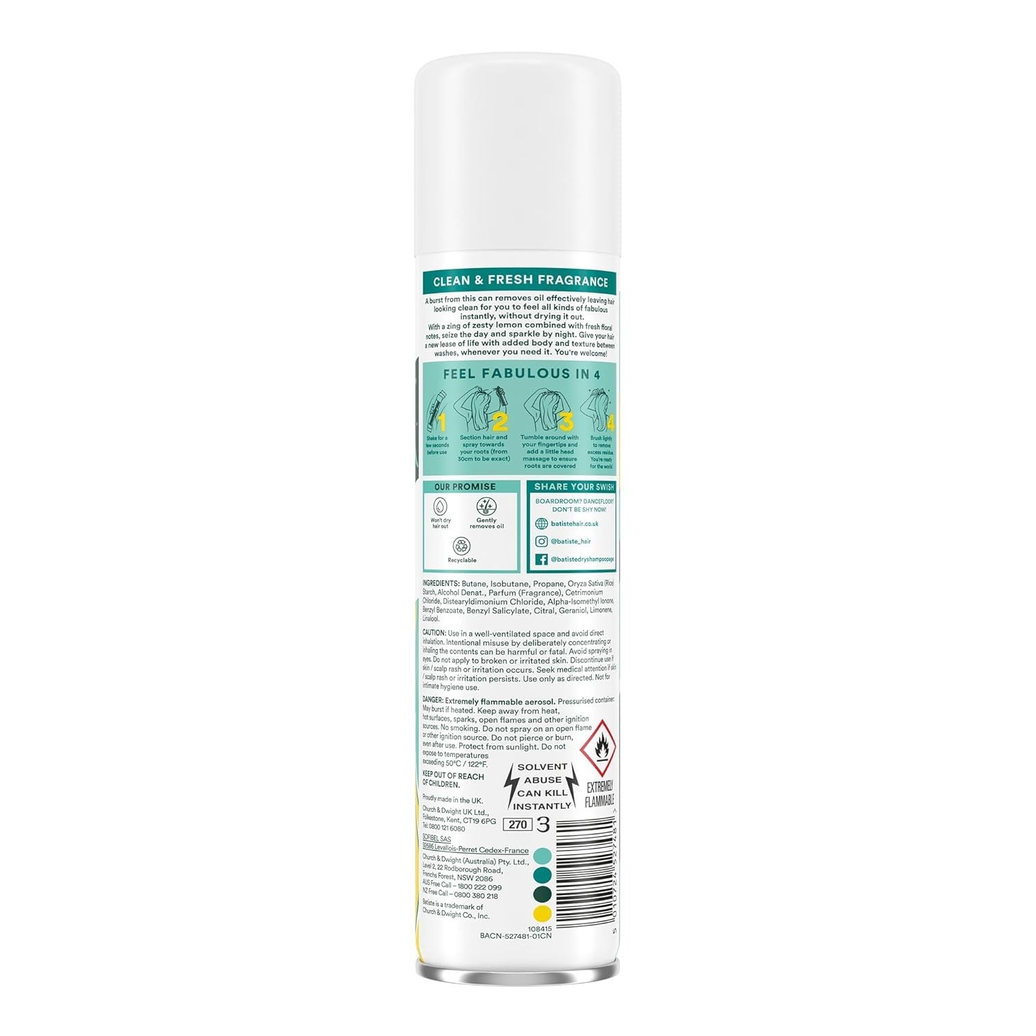 Batiste Dry Shampoo Original Classic Fresh 200ml 3-Pack Instant Hair Refresh
