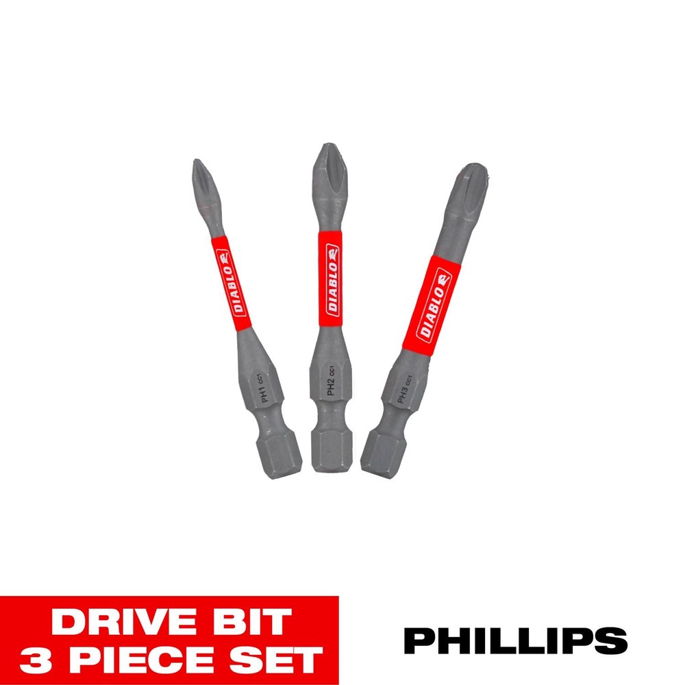 Diablo DPHV2-S3 Assorted Pack Phillips Insert Drive Bit Set 2 in.