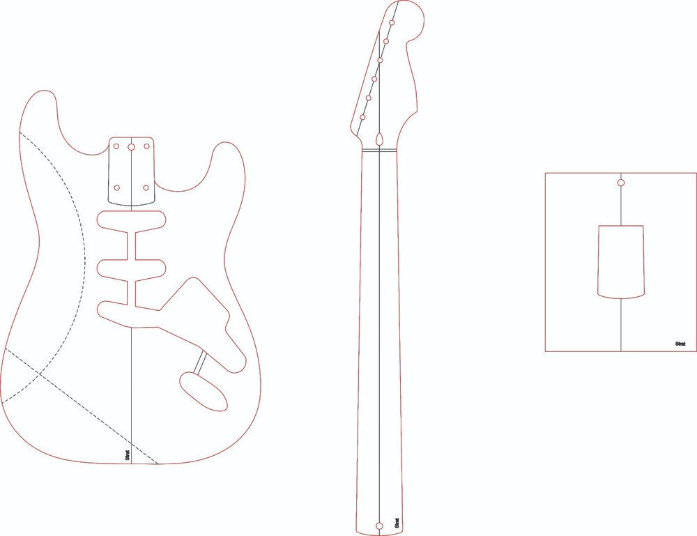 Stratocaster template files vector DXF CDR PDF pattern CNC laser router