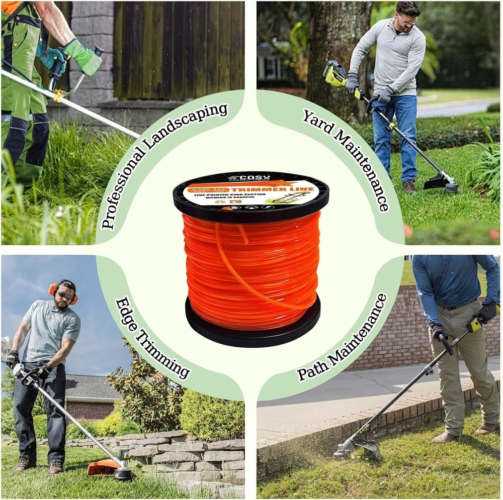 String Trimmer Line, Commercial Grade Orange Pentagon Weed Eater String, Premium